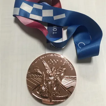 1 Vnt Tokijo sporto žaidynėse sidabro ir bronzos medalis 85 mm žaidėjo apdovanojimas medalis su kaspinu