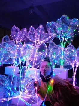 NAUJAS LED balionas Kiekvieną komplektą įeina 18 colių širdies formos šviesos balionas + 3M LED šviesos juosta + 70 cm lazdele + baterijos 50 langelis rinkiniai