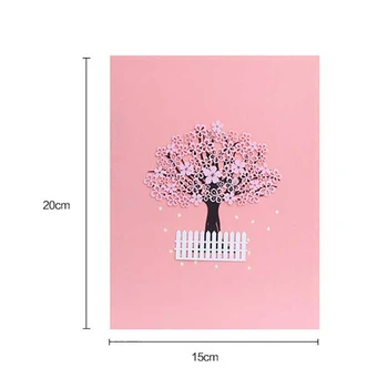 3D Pop-Up Kūrybiškumą Vyšnių Medžio Meilės Valentino Jubiliejų Velykų Gimtadienio Atvirukai Popieriaus 