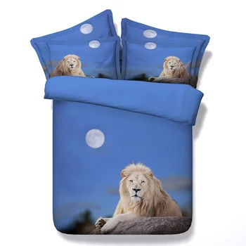 Liūtas spausdinti patalynės komplektas antklode padengti Super king size karalienė visiškai twin dvigubo vienos paklodės lovatiesės antklodė lino gyvūnų spausdinti